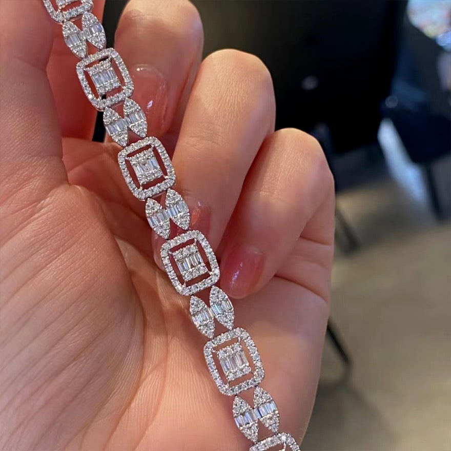 14k Gold 5 Ct Natural H Diamond Bracelet - 5