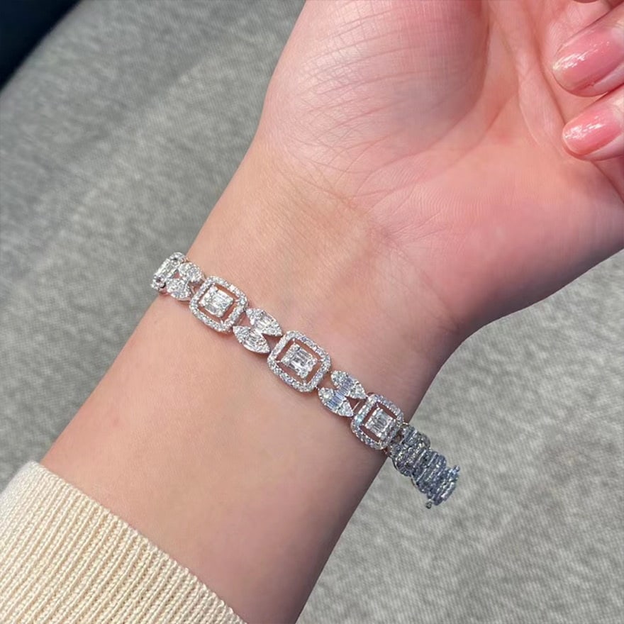 14k Gold 5 Ct Natural H Diamond Bracelet - 7