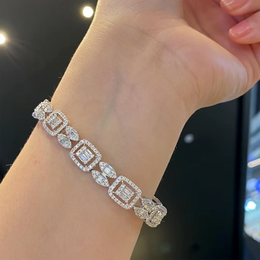 14k Gold 5 Ct Natural H Diamond Bracelet - 8