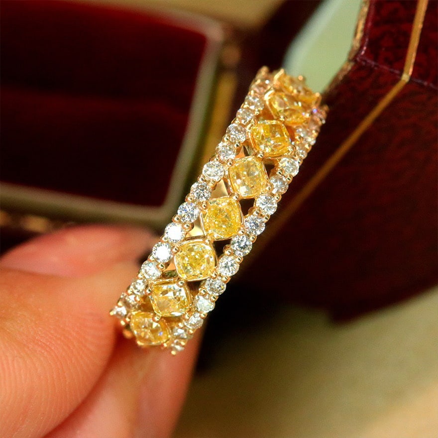 14k Gold 1.4 Ct Natural Color Diamond Ring: Ref:231060336 // gold content:14k gold // ring size:7. 25us // // main gemstone:diamond // shape:multiply // carat weight:1. 4ct // clarity grade:vs-si // color:color // treatment:natural // High