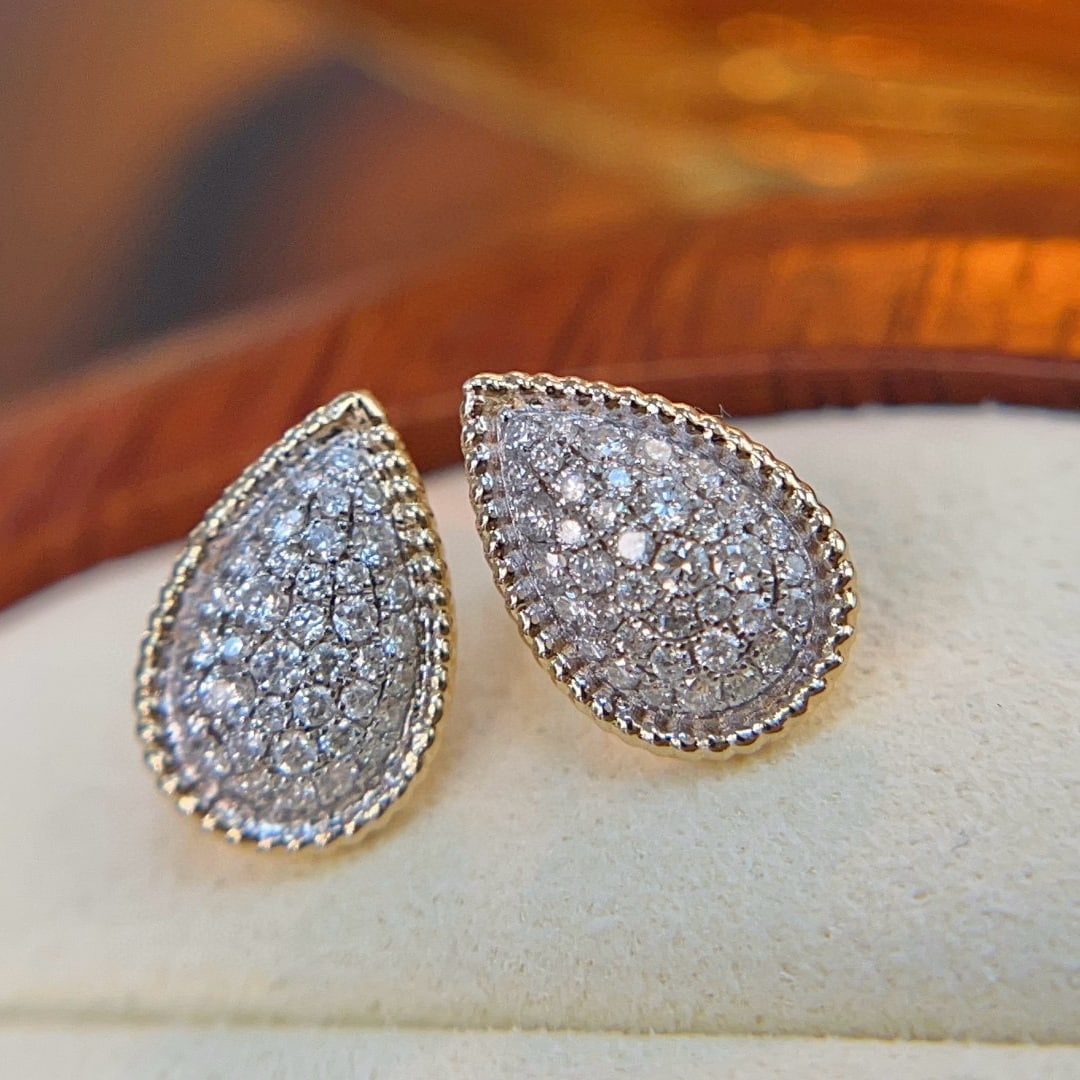 14k Gold 0.38 Ct Natural H Diamond Earrings - 2