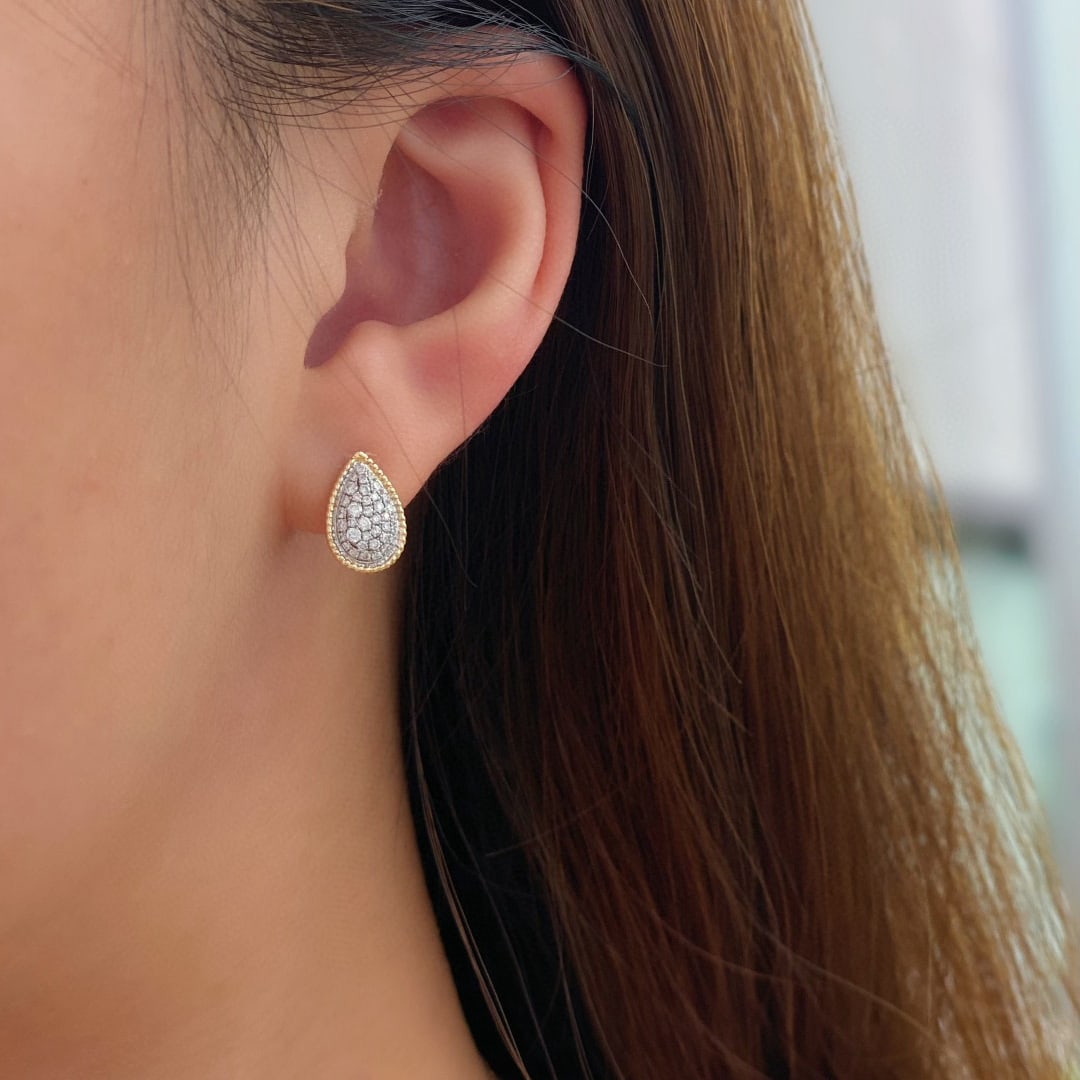 14k Gold 0.38 Ct Natural H Diamond Earrings - 3