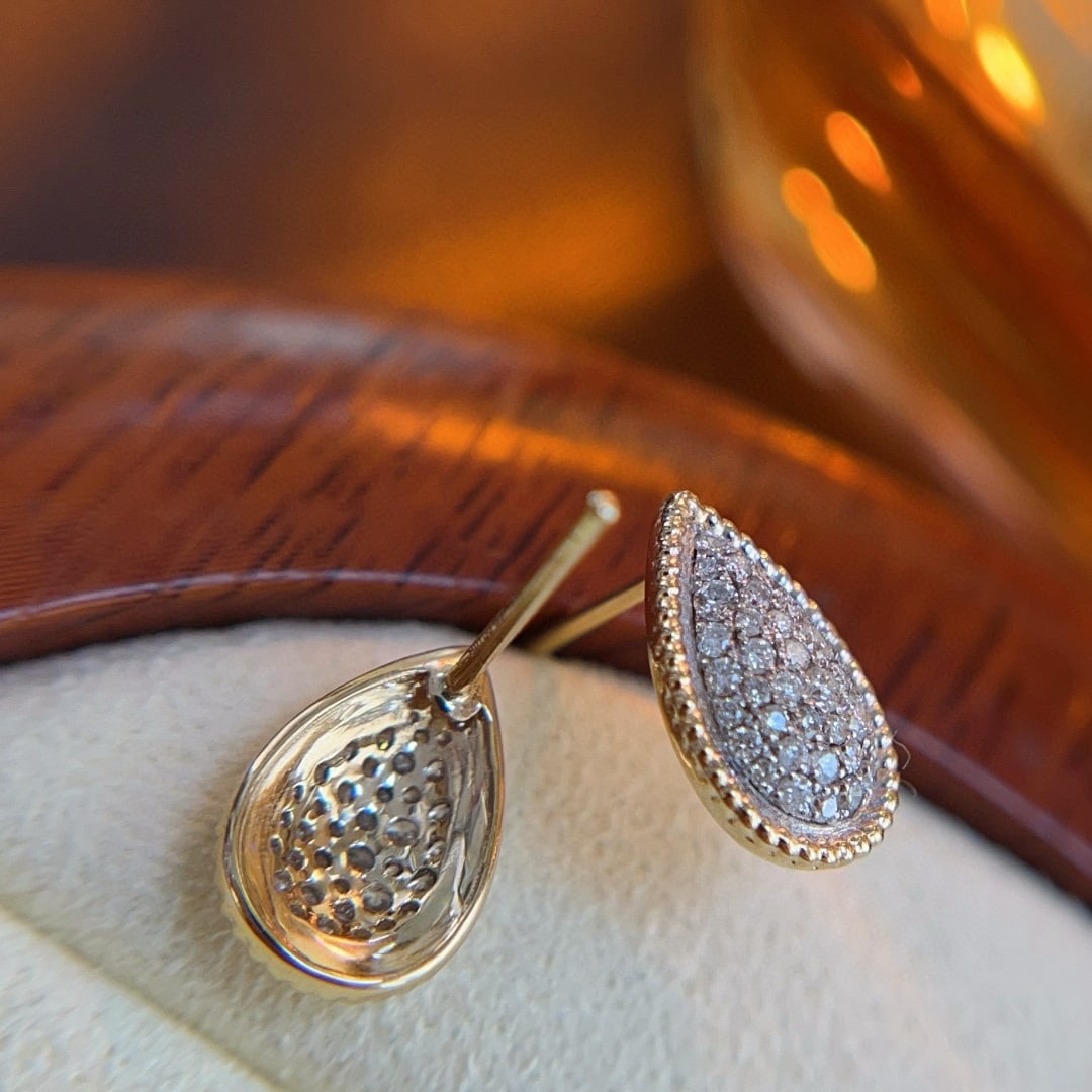 14k Gold 0.38 Ct Natural H Diamond Earrings - 4