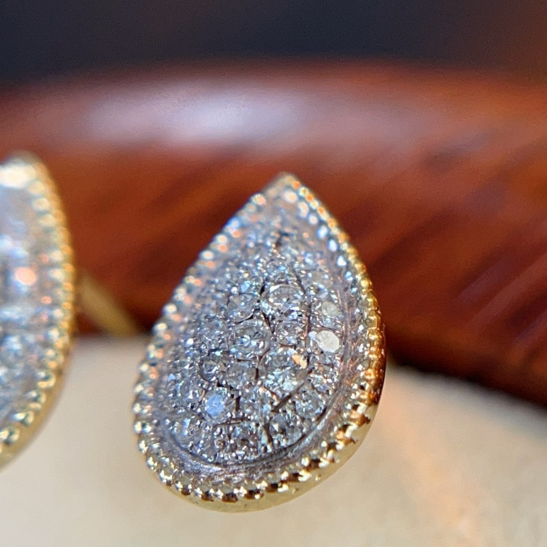 14k Gold 0.38 Ct Natural H Diamond Earrings - 5