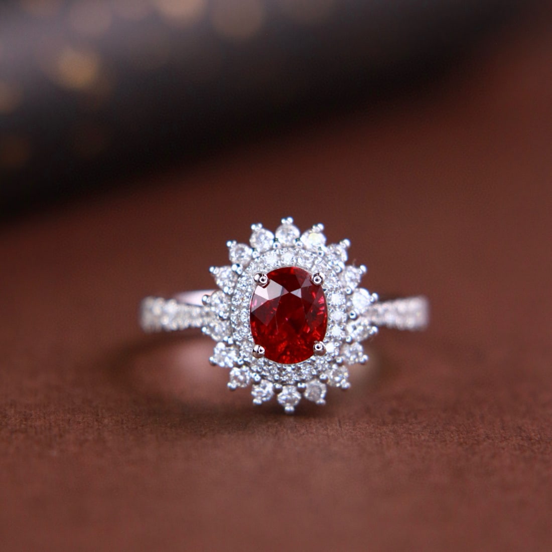 14k Gold 1.62 Ctw Natural Ruby & Diamond Ring: Ref:231060352 // gold content:14k gold // ring size:7. 25us // // main gemstone:ruby // shape:oval // carat weight:1. 07ct // color:pigeonblood red // treatment:natural // // adjacent gemstone 2 :