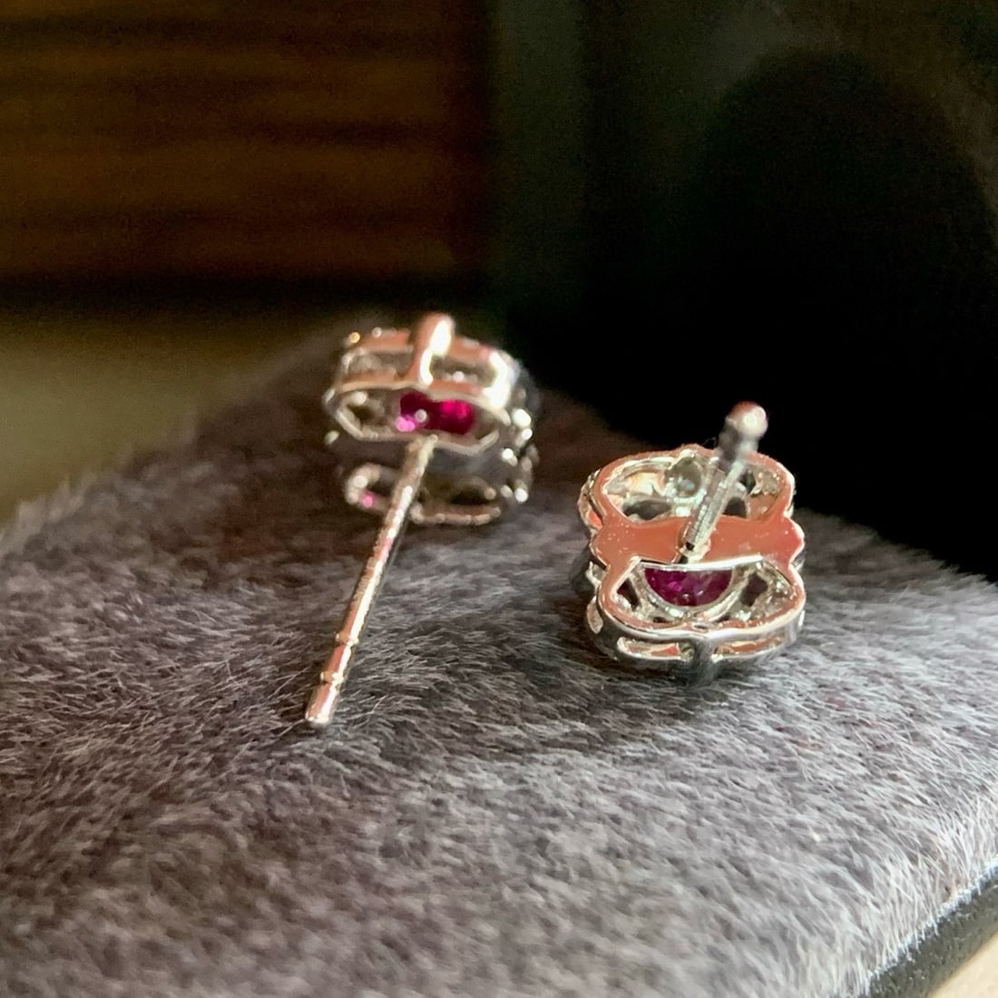14k Gold 0.72 Ctw Natural Ruby & Diamond Earrings - 3