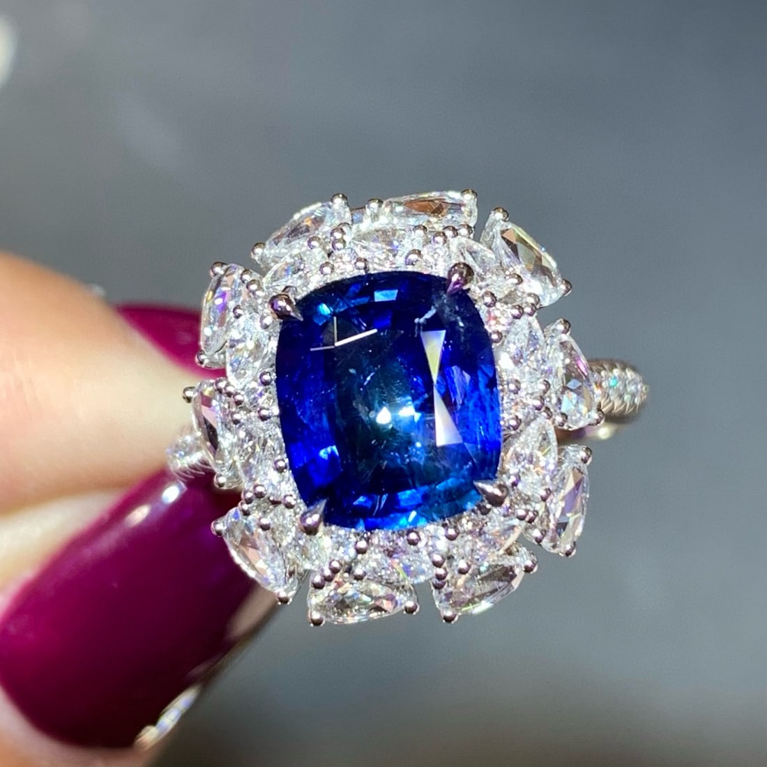 14k Gold 4.38 Ctw Natural Sapphire & Diamond Ring/pendant( Without Chain ) - 3