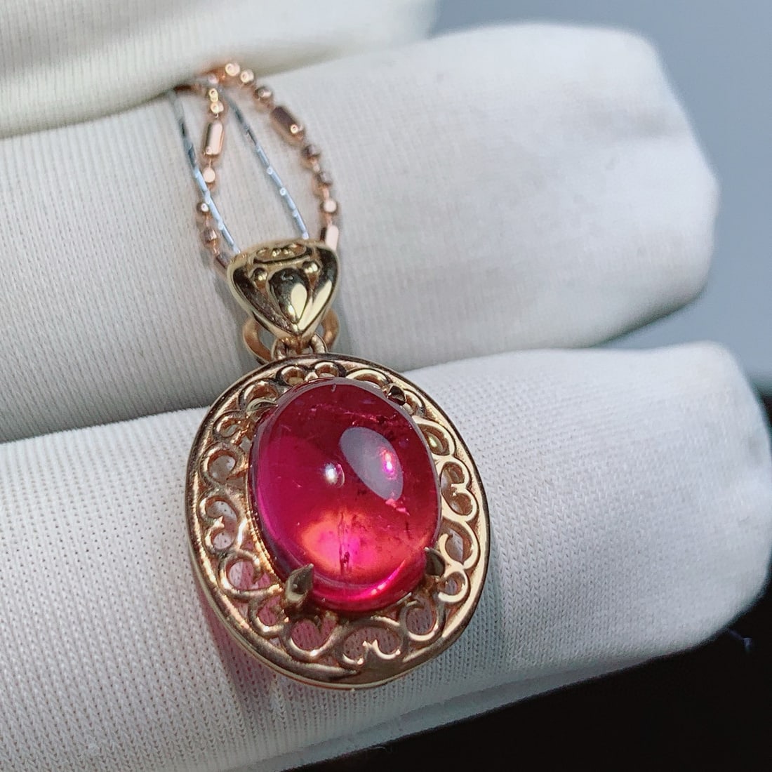 14k Gold 3.55 Ct Natural Tourmaline Pendant( Without Chain ) - 3