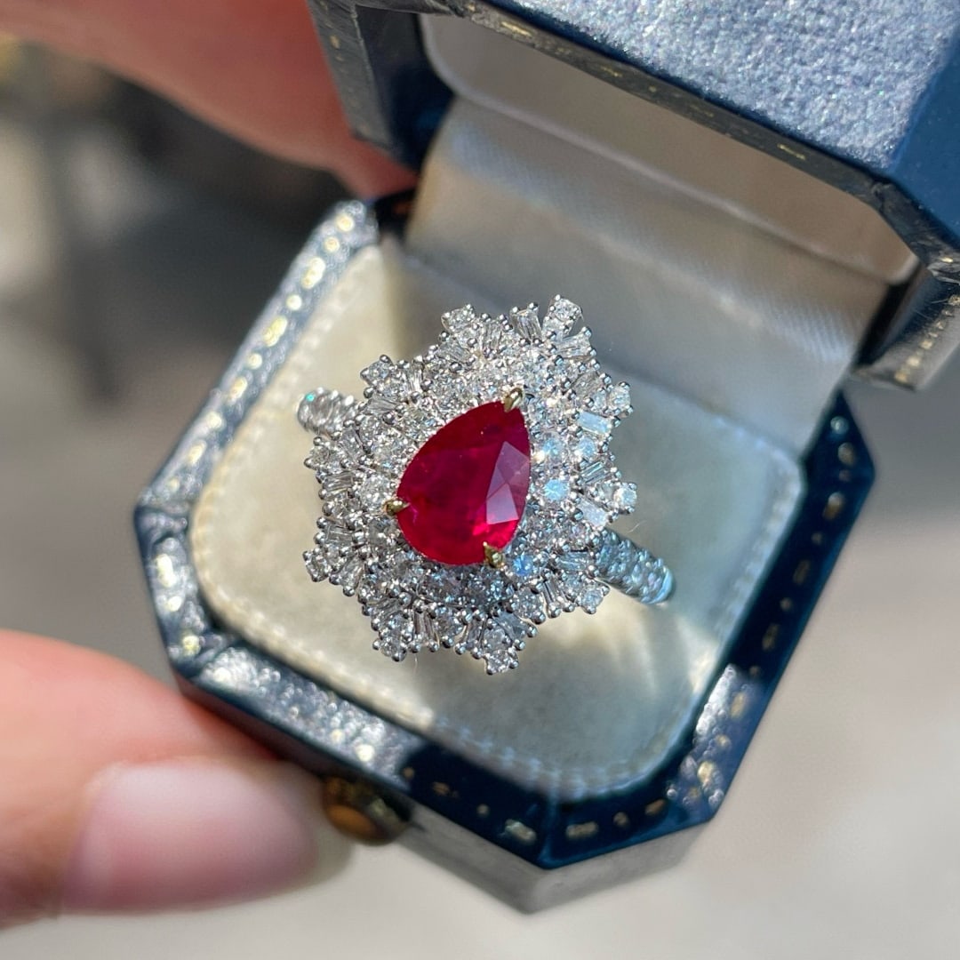 14k Gold 1.10 Ct Natural Ruby & Diamond Ring - 8