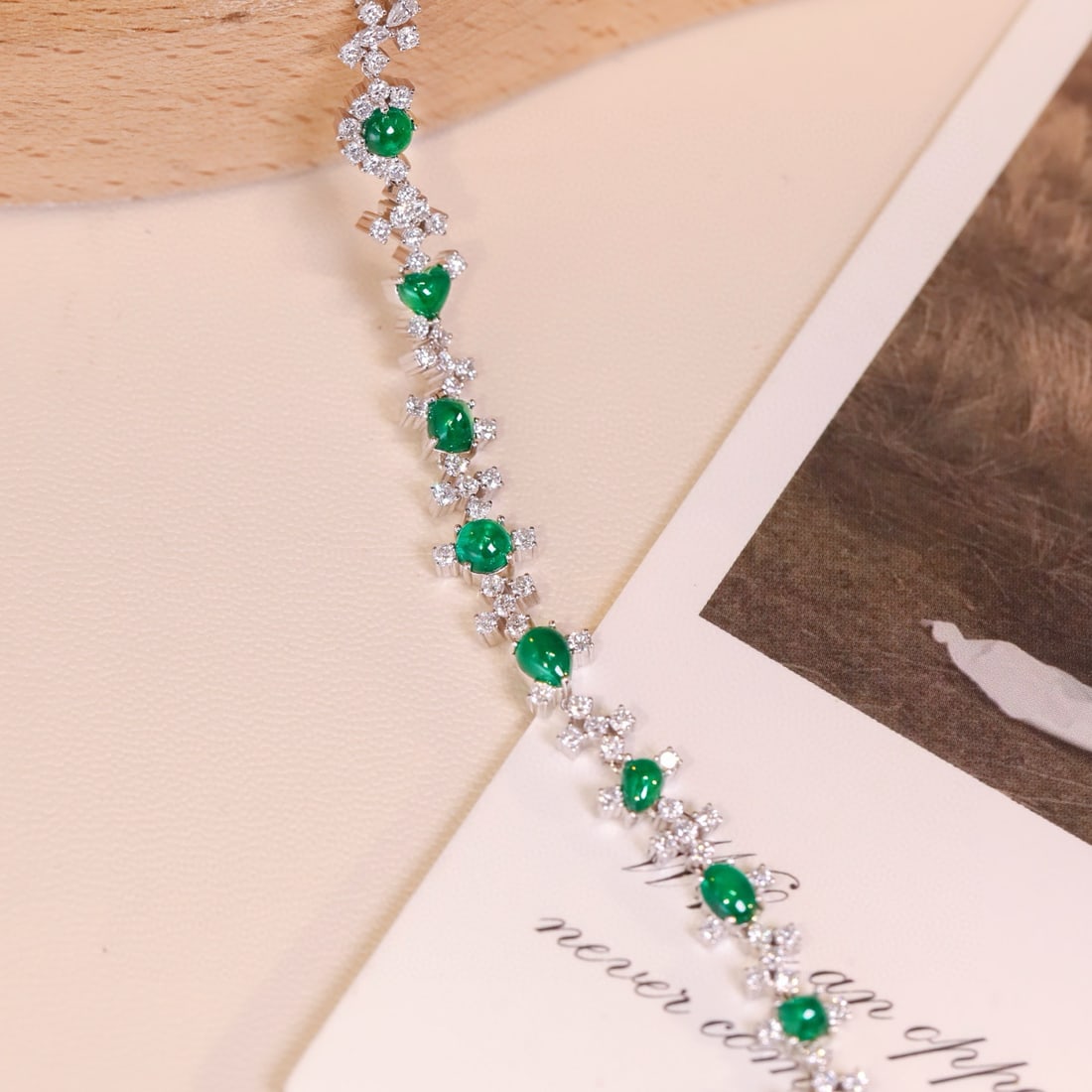 14k Gold 4.83 Ctw Vivid Green Natural Emerald & Diamond Bracelet - 3