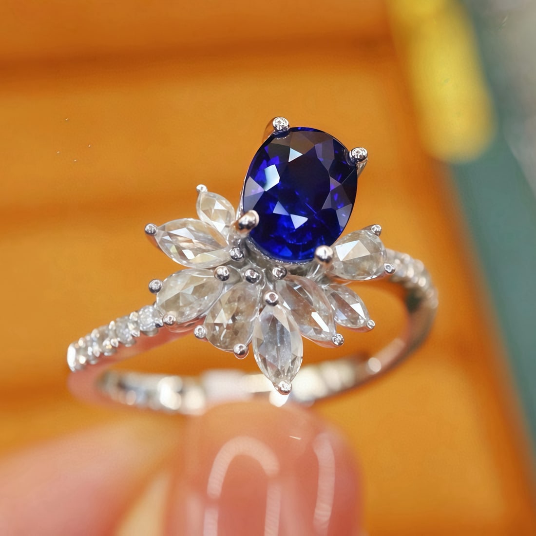 14k Gold 1.55 Ctw Natural Sapphire & Diamond Ring - 2