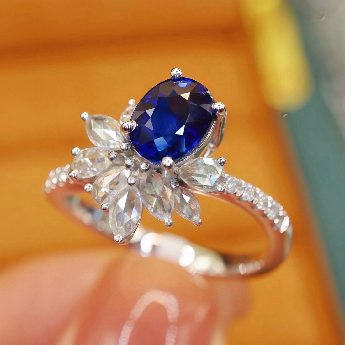 14k Gold 1.55 Ctw Natural Sapphire & Diamond Ring - 3