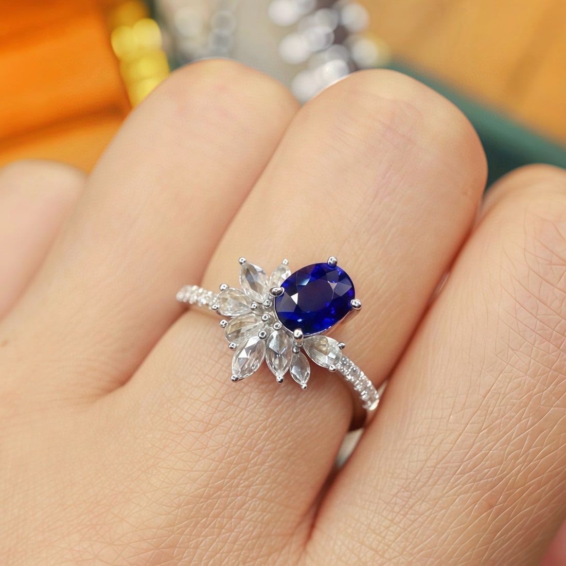14k Gold 1.55 Ctw Natural Sapphire & Diamond Ring - 4