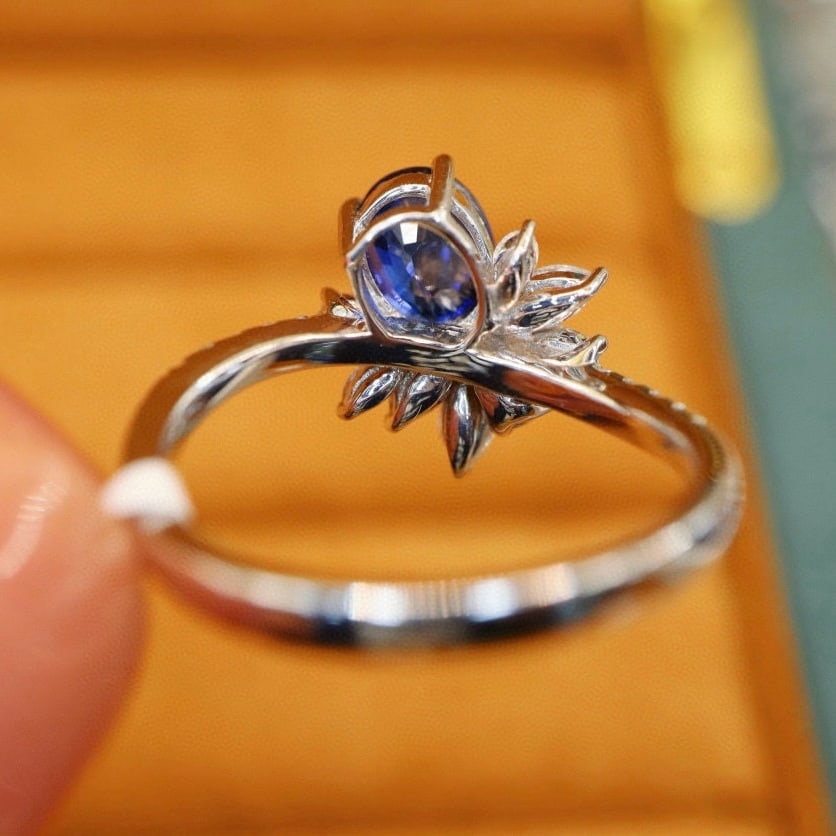 14k Gold 1.55 Ctw Natural Sapphire & Diamond Ring - 5