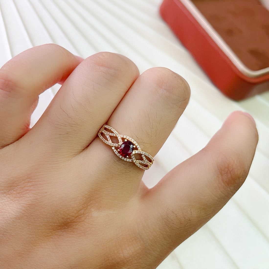 14k Gold 0.50 Ct Natural Ruby & Diamond Ring - 4