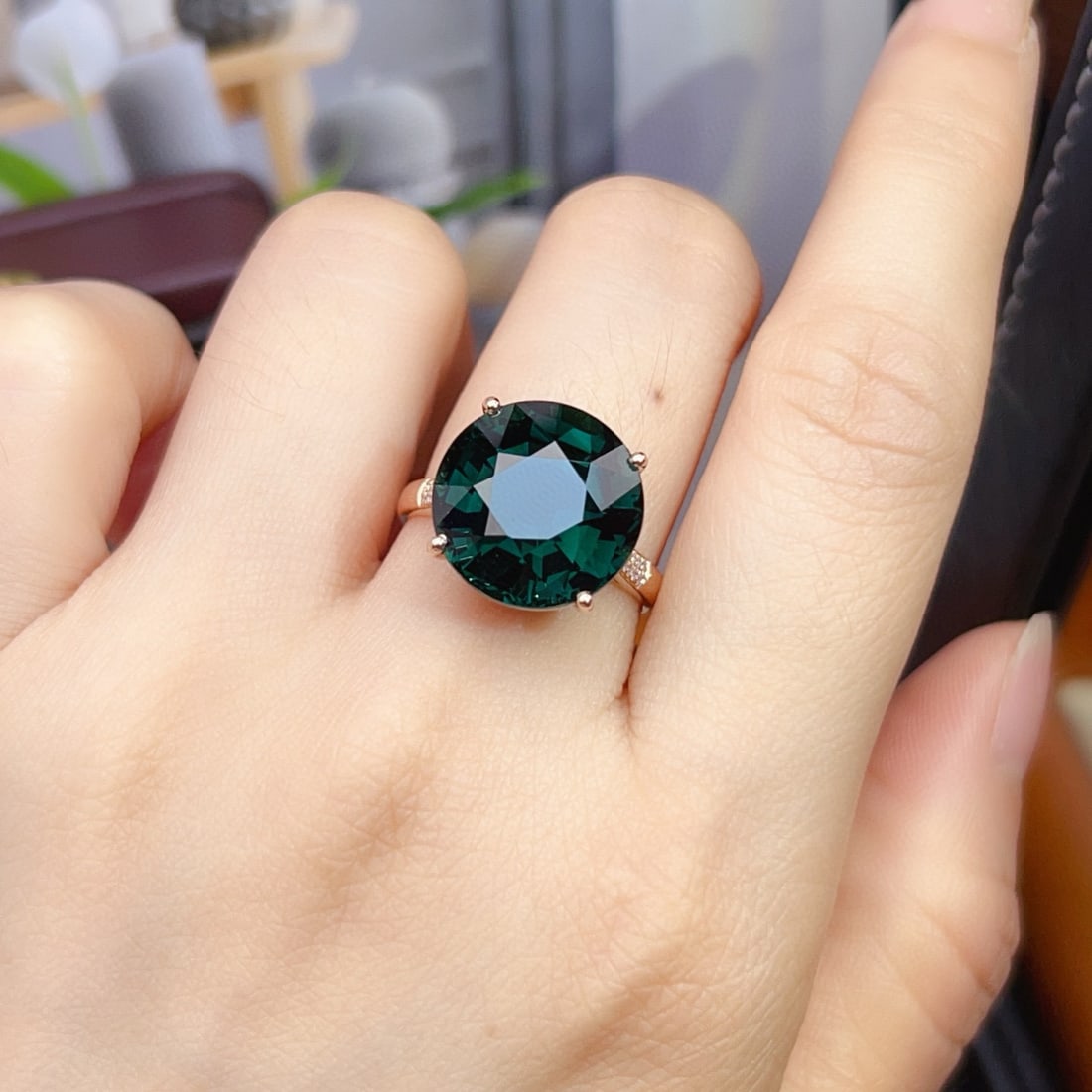 14k Gold 10.09 Ctw Natural Tourmaline & Diamond Ring - 3