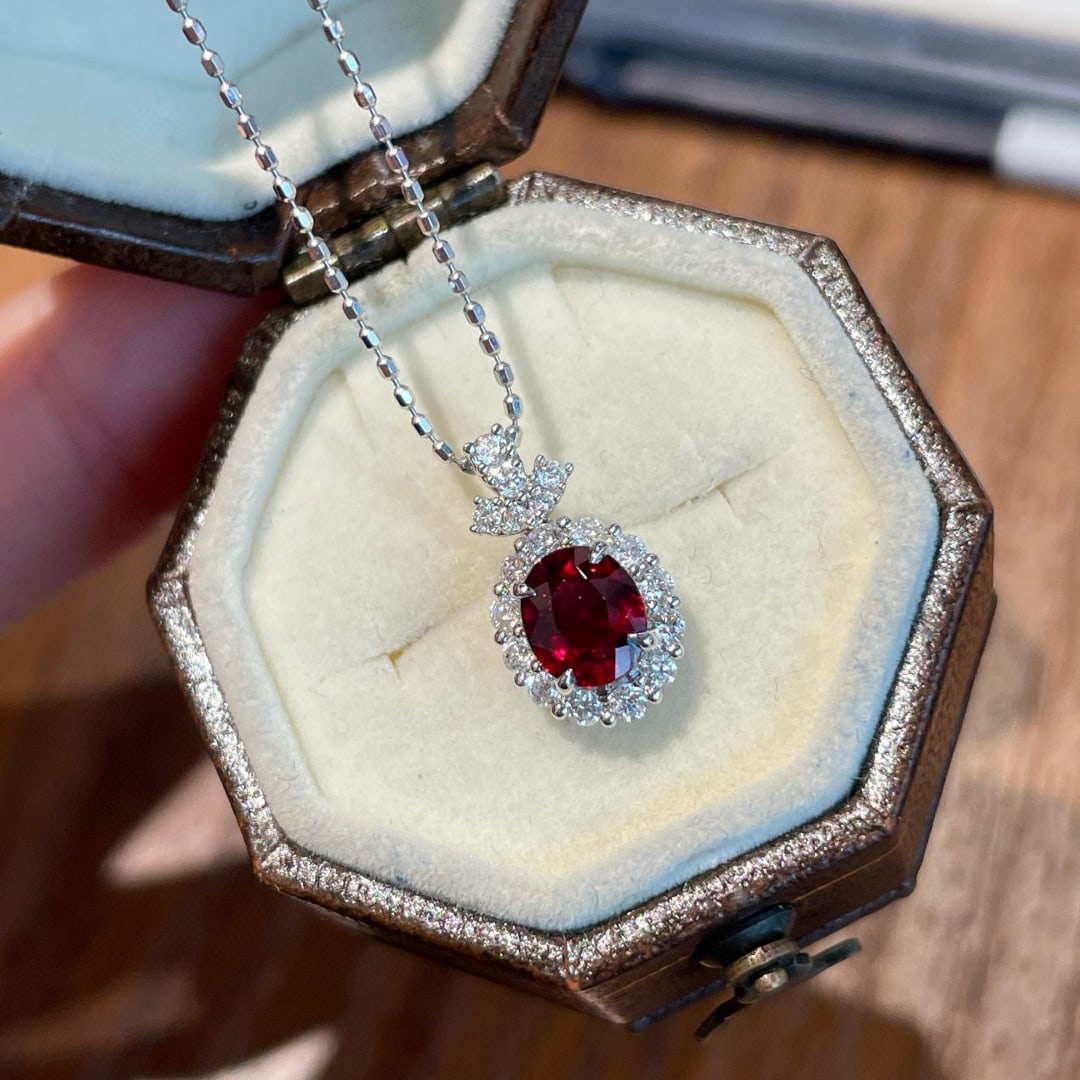 14k Gold 0.7 Ct Natural Ruby & Diamond Pendant( Without Chain ) - 3