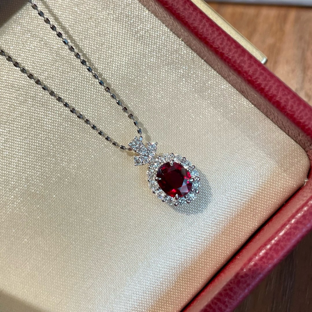 14k Gold 0.7 Ct Natural Ruby & Diamond Pendant( Without Chain ) - 6