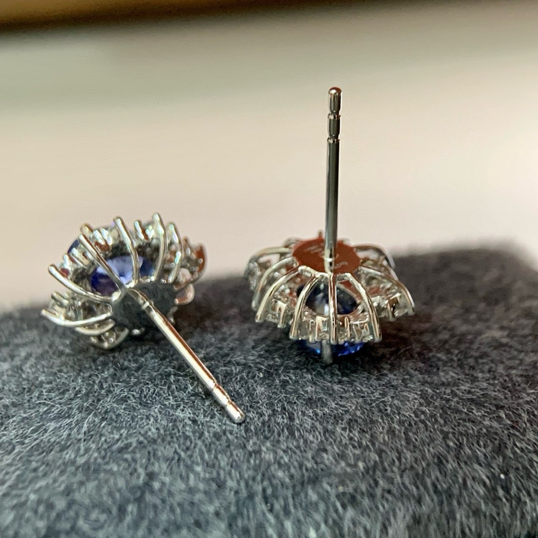 14k Gold 1.75 Ctw Natural Sapphire & Diamond Earrings - 2