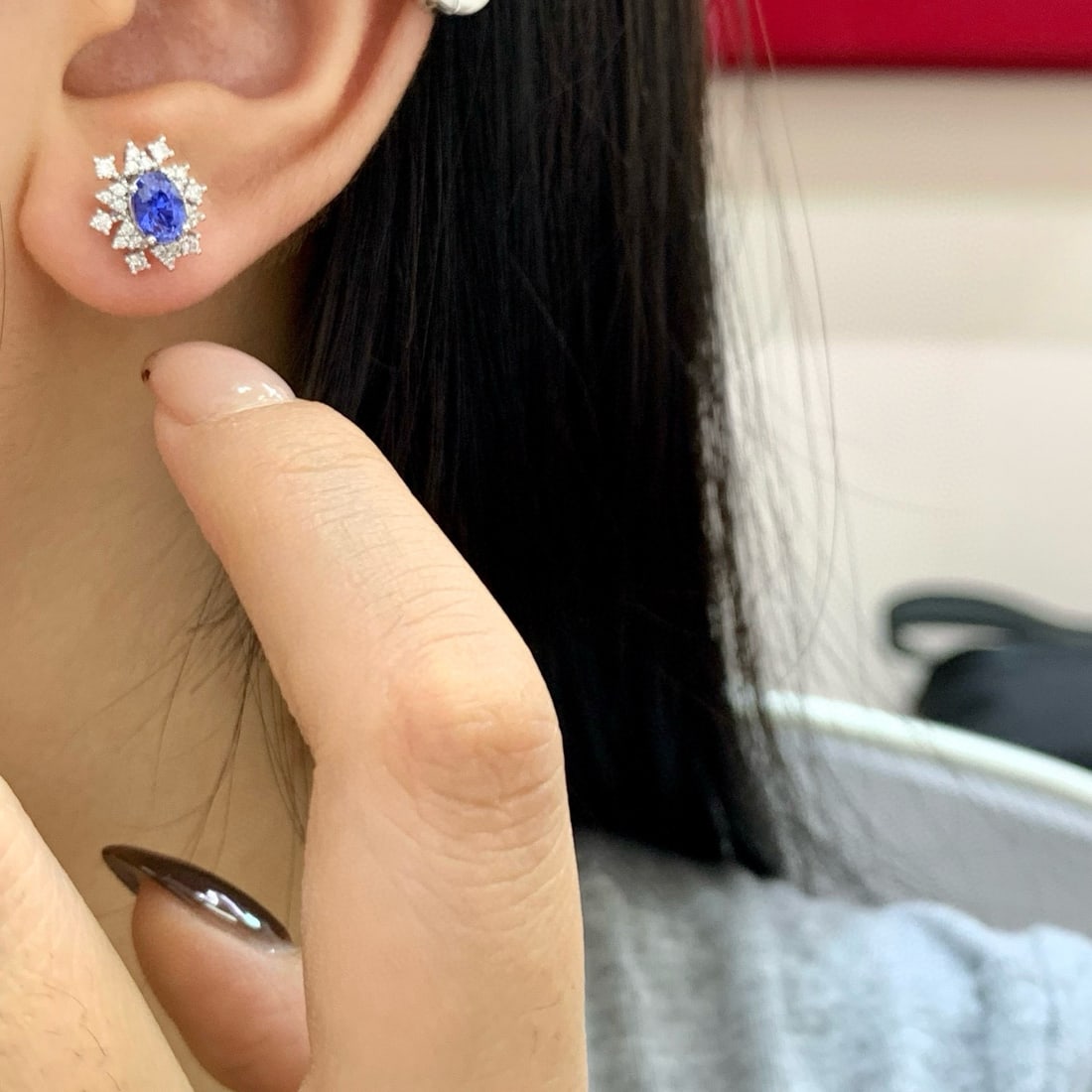 14k Gold 1.75 Ctw Natural Sapphire & Diamond Earrings - 3