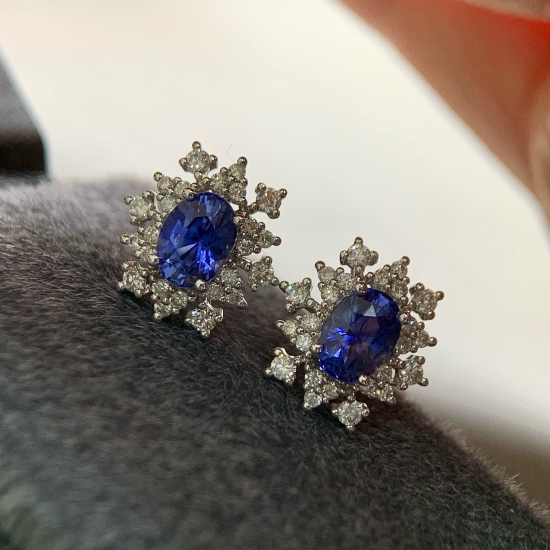 14k Gold 1.75 Ctw Natural Sapphire & Diamond Earrings - 4