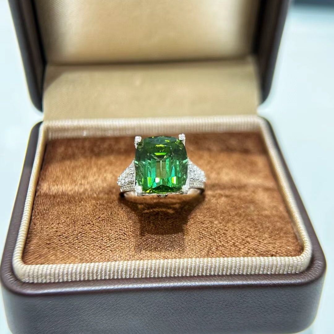 14k Gold 7.94 Ctw Natural Tourmaline & Diamond Ring - 3