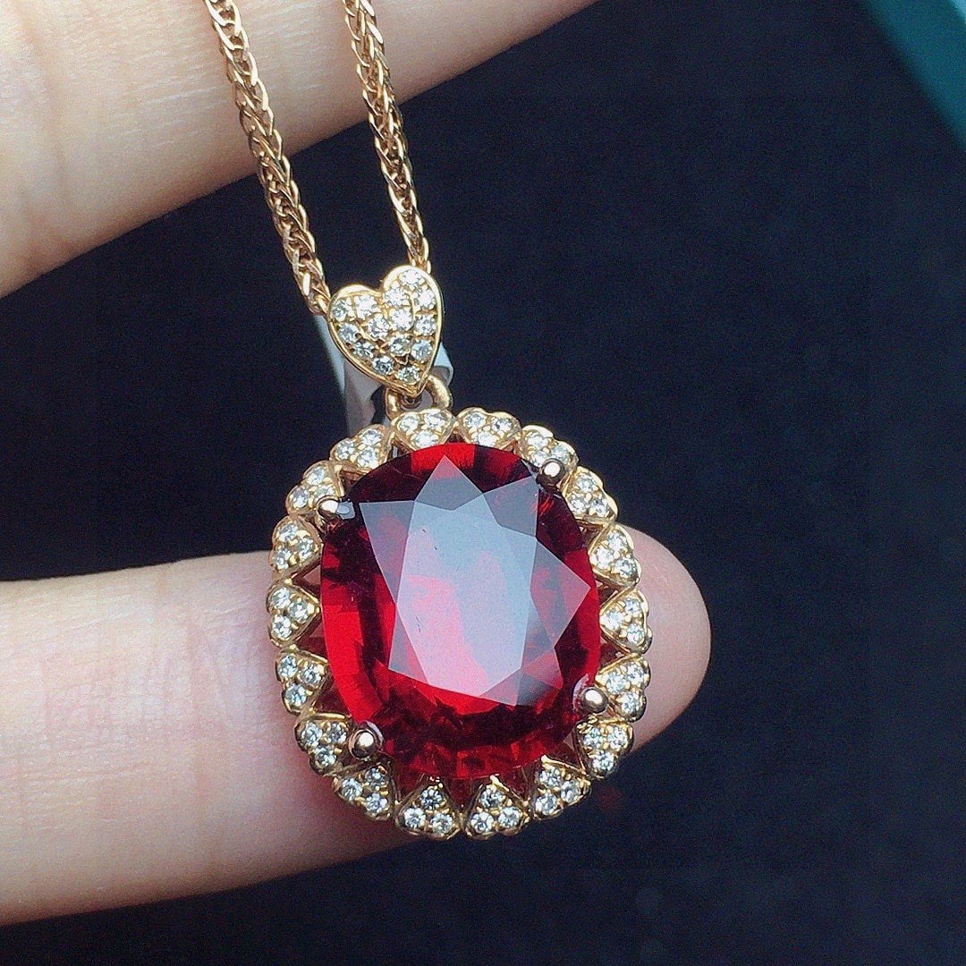 14k Gold 4.24 Ct Natural Tourmaline & Diamond Pendant( Without Chain ) - 3