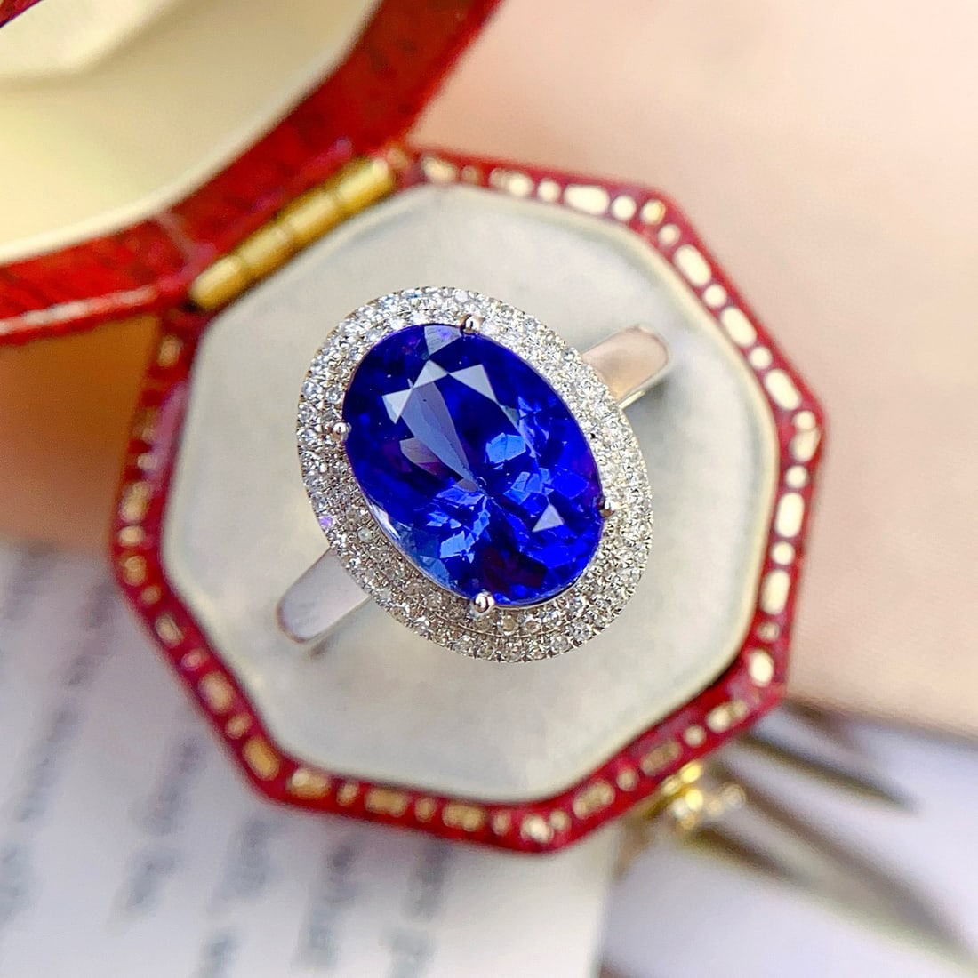 14k Gold 2.85 Ct Natural Tanzanite & Diamond Ring - 3