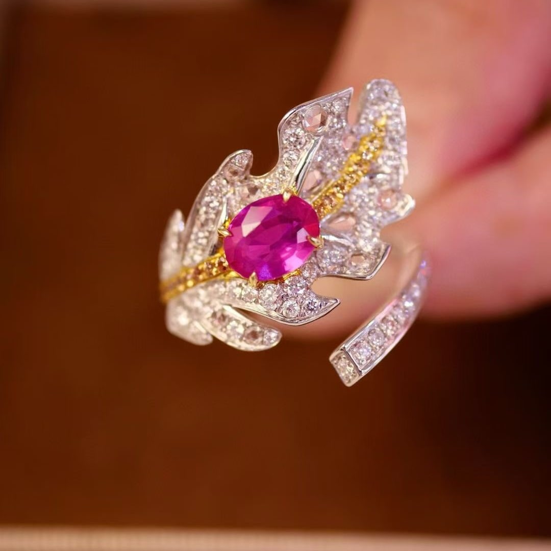 14k Gold 1.47 Ctw Natural Ruby & Diamond Ring: Ref:231061071 // gold content:14k gold // ring size:7. 25us // // main gemstone:ruby // shape:oval // carat weight:1. 01ct // color:red // treatment:natural // // adjacent gemstone 2 : diamond //