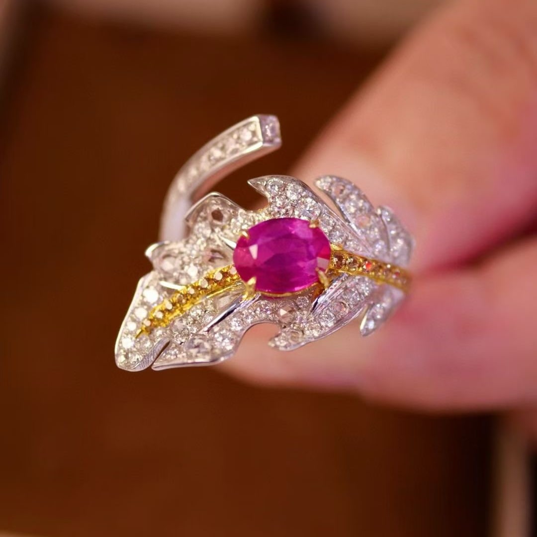 14k Gold 1.47 Ctw Natural Ruby & Diamond Ring - 2