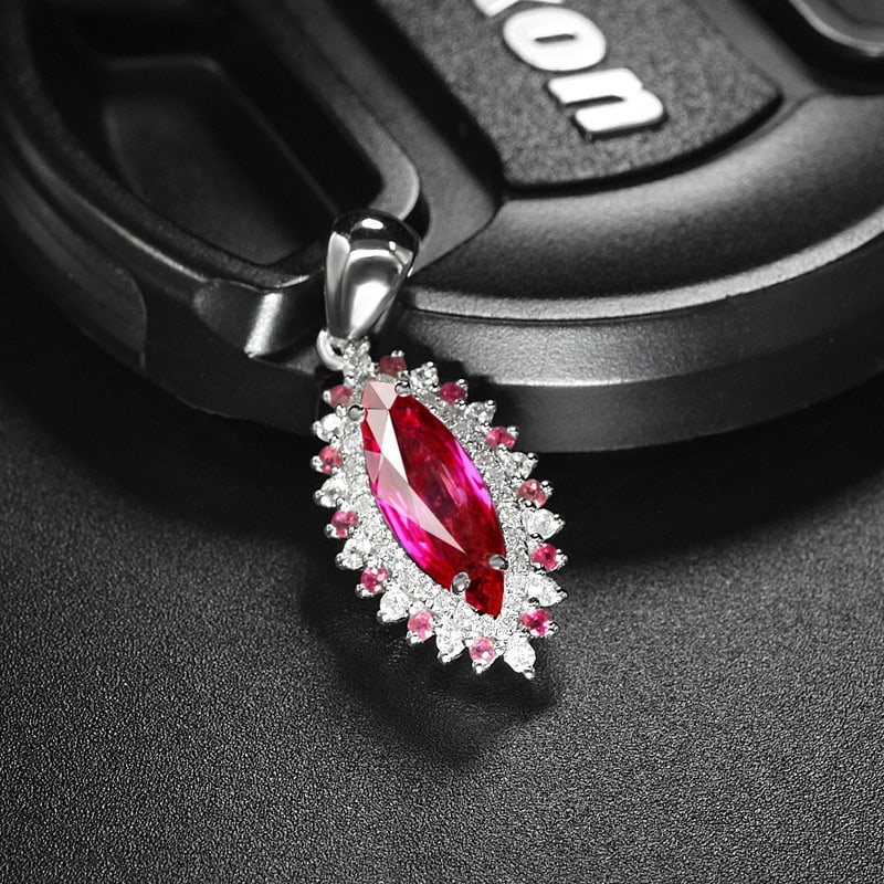 14k Gold 1.65 Ctw Natural Ruby & Diamond & Sapphire Pendant( Without Chain ) - 3
