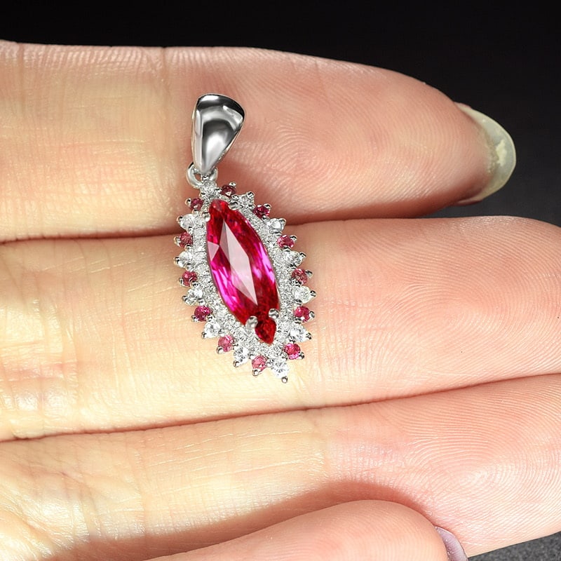 14k Gold 1.65 Ctw Natural Ruby & Diamond & Sapphire Pendant( Without Chain ) - 4