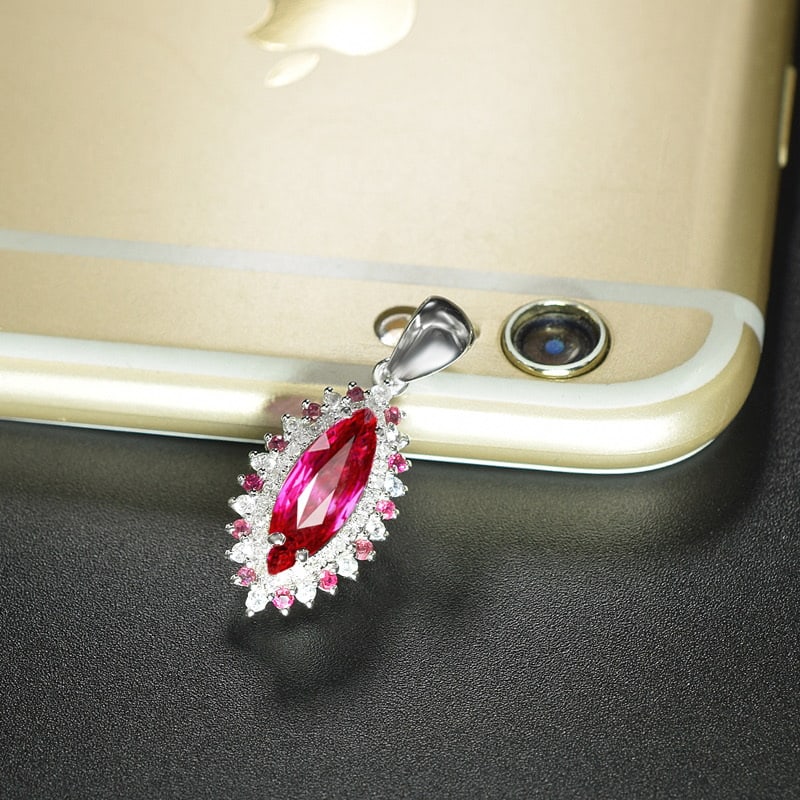 14k Gold 1.65 Ctw Natural Ruby & Diamond & Sapphire Pendant( Without Chain ) - 5