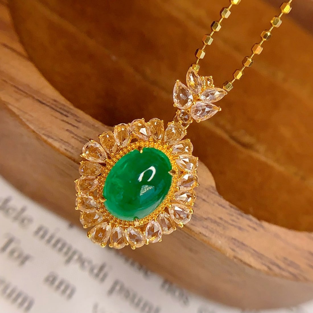14k Gold 1.8 Ct Natural Emerald & Sapphire Pendant( Without Chain ) - 5