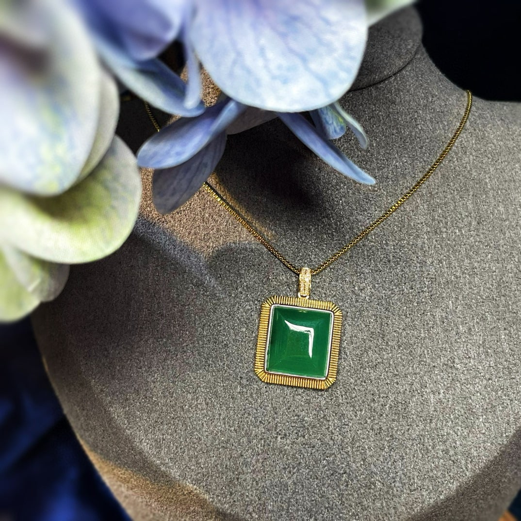14k Gold 9.83 Ctw Natural Emerald & Diamond Pendant( Without Chain ) - 6