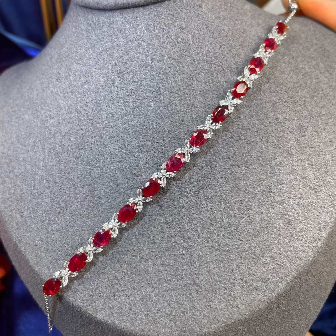 14k Gold 8.84 Ctw Natural Ruby & Sapphire Bracelet - 5