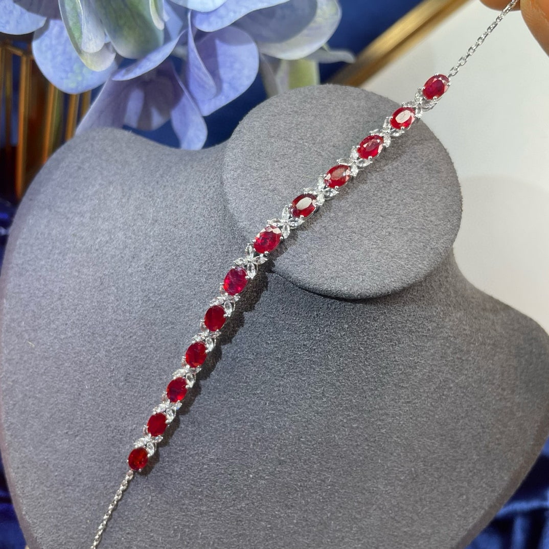 14k Gold 8.84 Ctw Natural Ruby & Sapphire Bracelet - 6