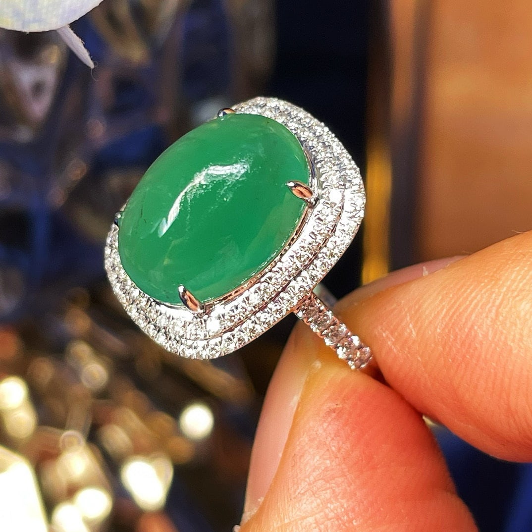 14k Gold 5.57 Ctw Natural Emerald & Diamond Ring - 2