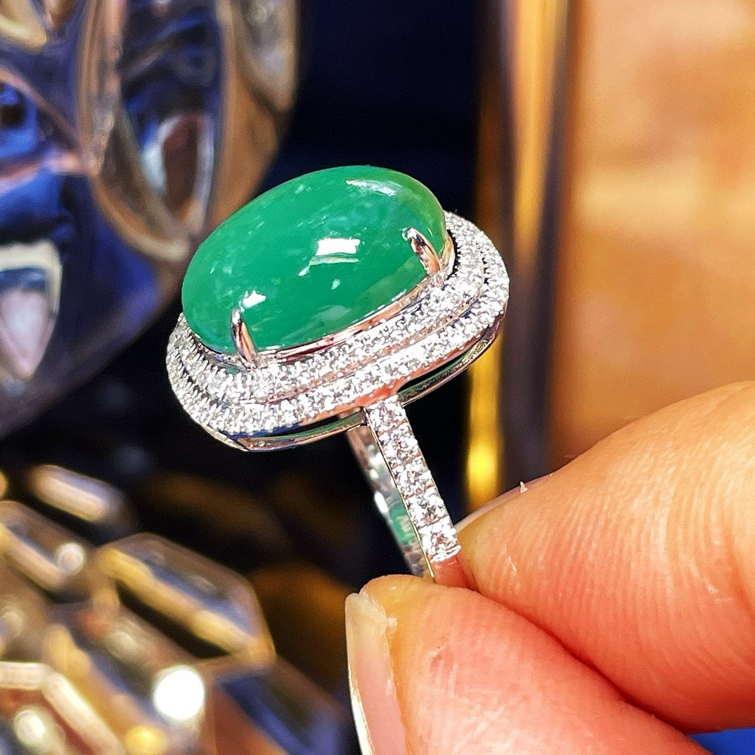 14k Gold 5.57 Ctw Natural Emerald & Diamond Ring - 4