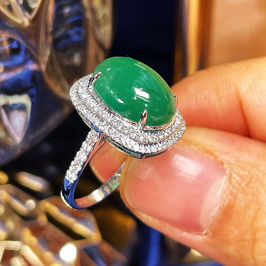 14k Gold 5.57 Ctw Natural Emerald & Diamond Ring - 5