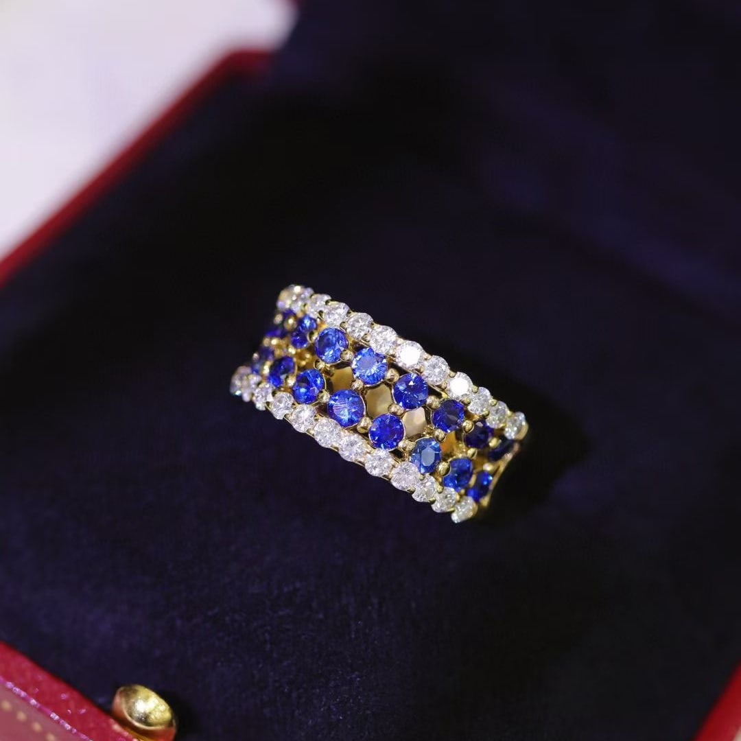 14k Gold 2.12 Ctw Natural Sapphire & Diamond Ring - 3