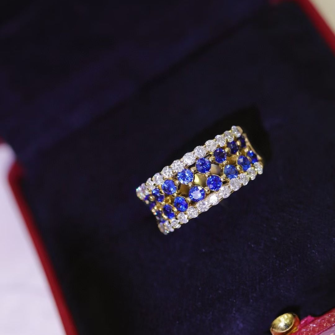 14k Gold 2.12 Ctw Natural Sapphire & Diamond Ring - 5