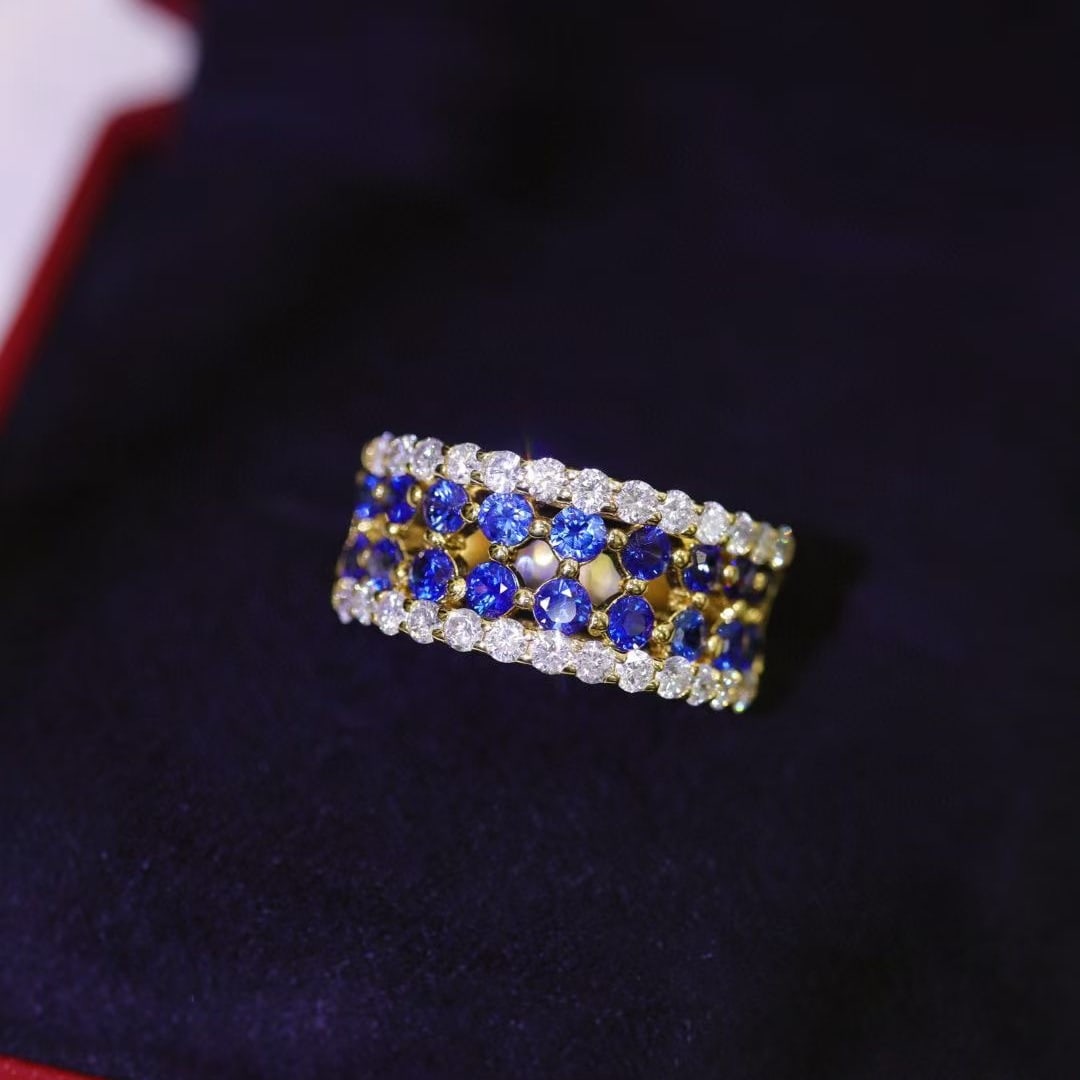 14k Gold 2.12 Ctw Natural Sapphire & Diamond Ring - 6