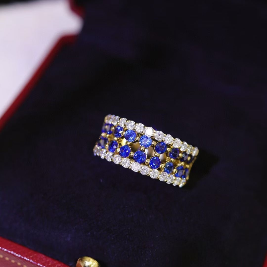 14k Gold 2.12 Ctw Natural Sapphire & Diamond Ring - 7