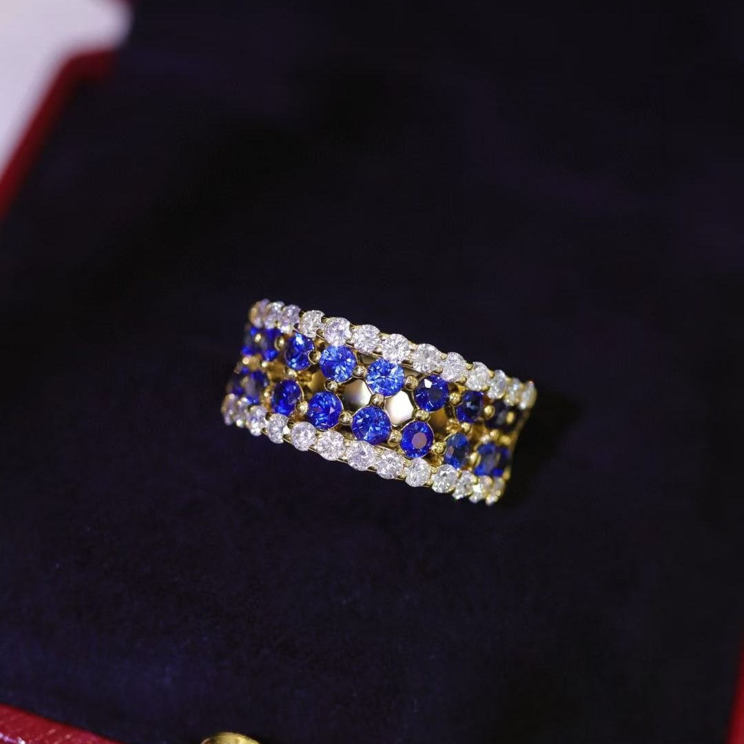 14k Gold 2.12 Ctw Natural Sapphire & Diamond Ring - 8