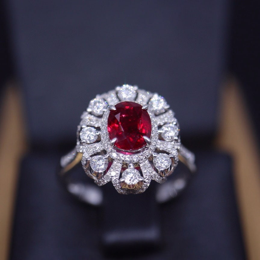14k Gold 1.2 Ct Natural Ruby & Diamond Ring - 3