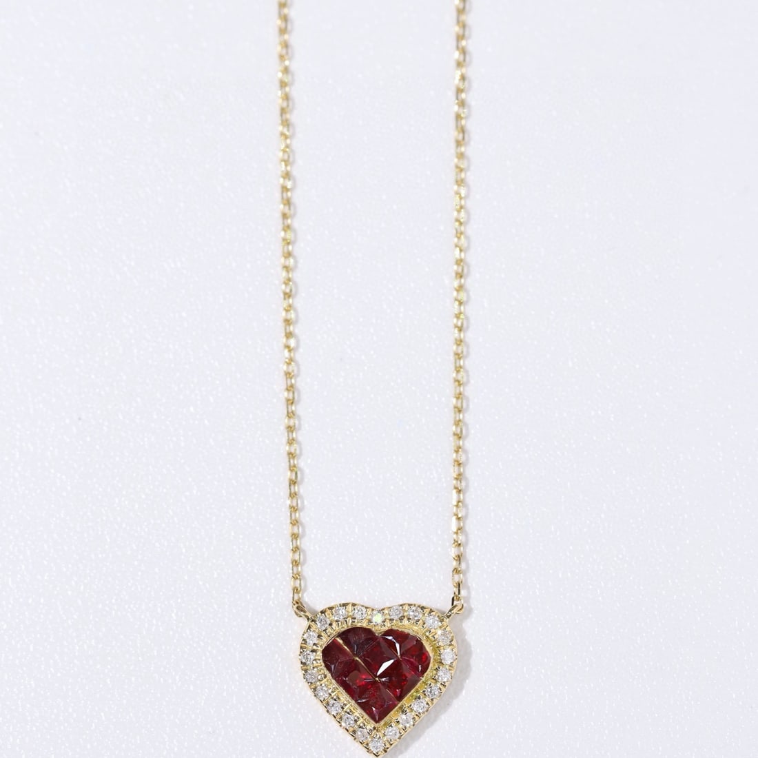 14k Gold 0.45 Ctw Natural Ruby & Diamond Necklace - 2