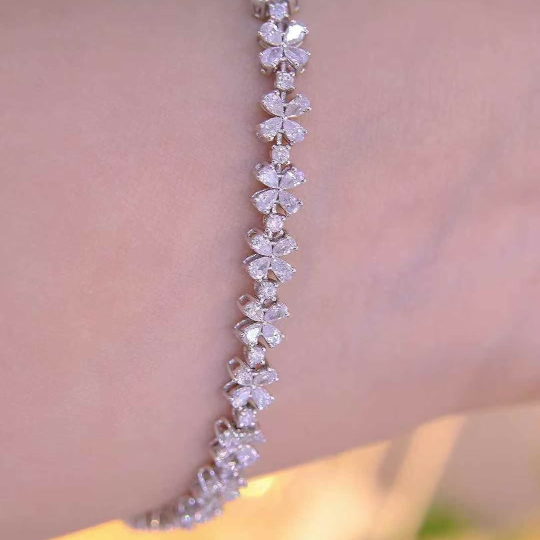 14k Gold 5 Ct Natural H Diamond Bracelet - 2