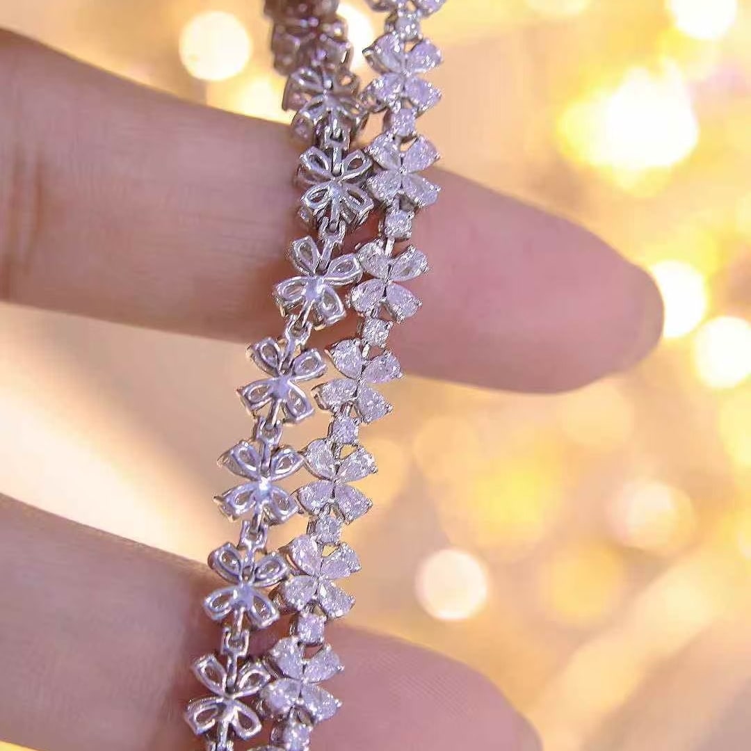 14k Gold 5 Ct Natural H Diamond Bracelet - 4