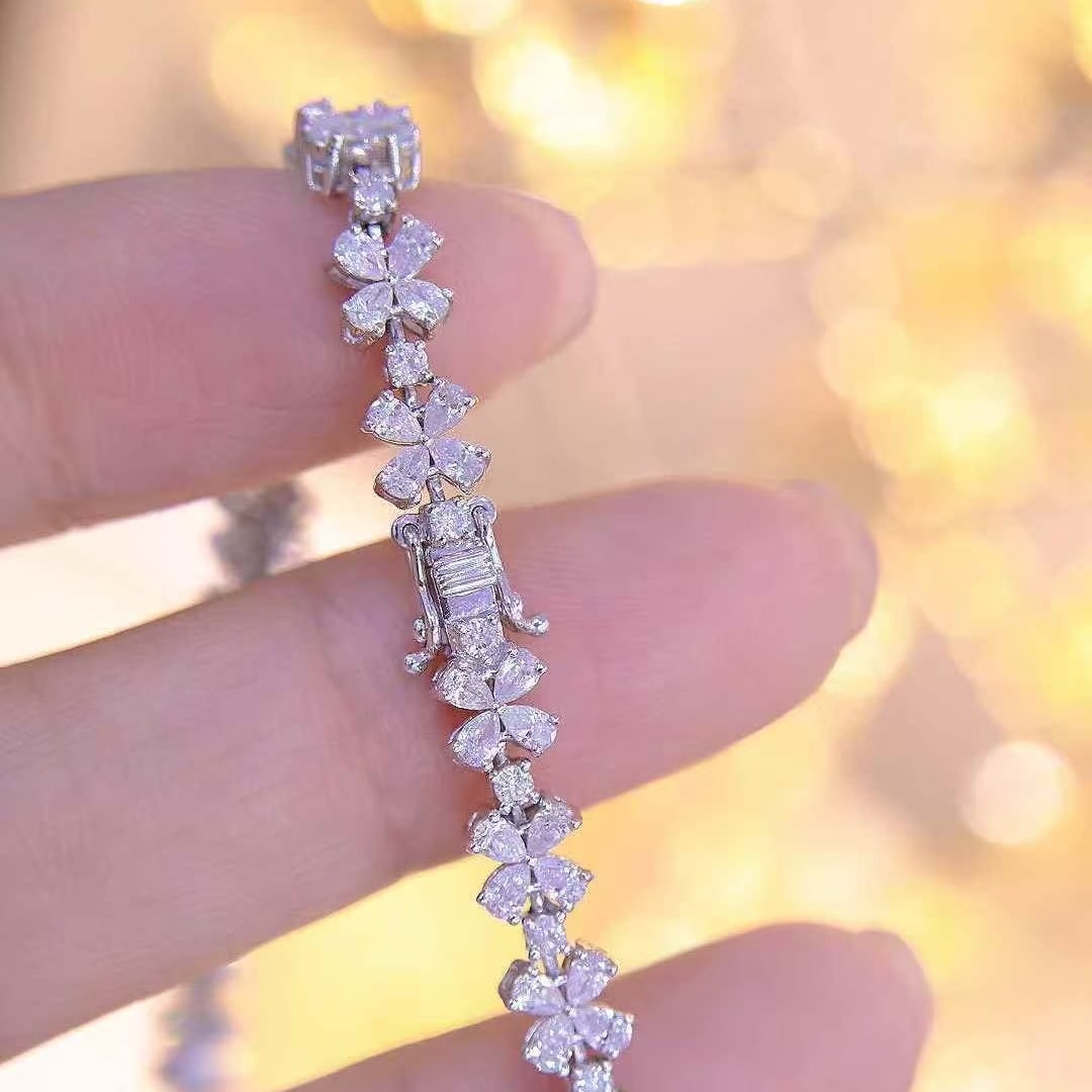 14k Gold 5 Ct Natural H Diamond Bracelet - 5